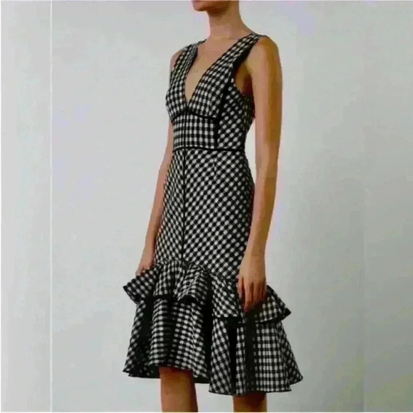 TOME Collective Gingham Ruffle Hem Dress 
Black And White- Size 6 NWT! - Picture 3 of 12